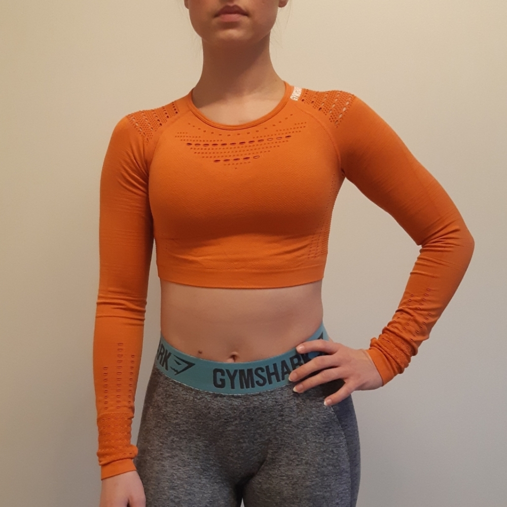 EUC Gymshark Flawless Knit Crop Top in Burnt Orange